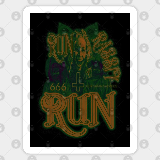 Run Rabbit Run (Distressed Green) Sticker by The Dark Vestiary